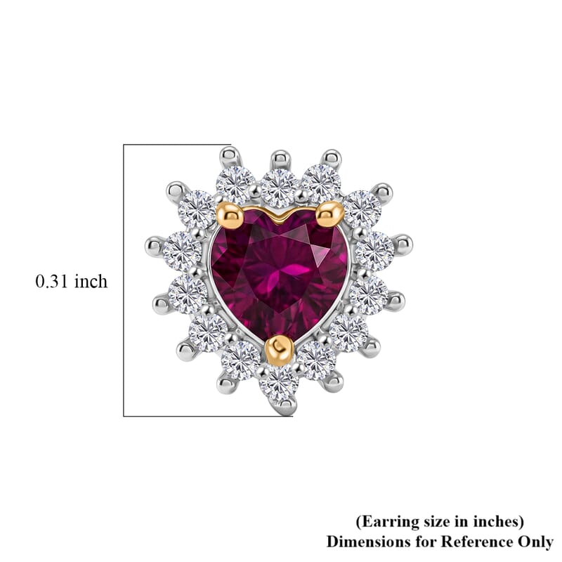 D'Joy Premium Orissa Rhodolite Garnet and White Zircon 0.90 ctw Blush Fire Studs Earrings in 18K Vermeil Yellow Gold and Rhodium Over Sterling Silver