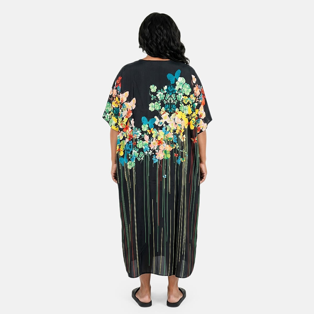Winlar Blue Floral & Stripe Long Kaftan image number 2