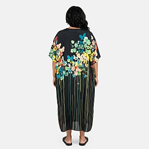 Winlar Blue Floral & Stripe Long Kaftan