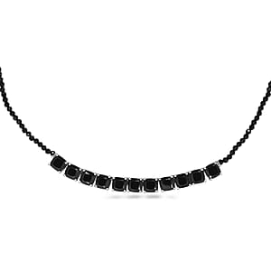 EverTrue Thai Black Spinel Royal Midnight Necklace (18-20 Inches) in Platinum Bond 50.00 ctw