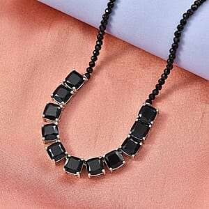 EverTrue Thai Black Spinel Royal Midnight Necklace (18-20 Inches) in Platinum Bond 50.00 ctw