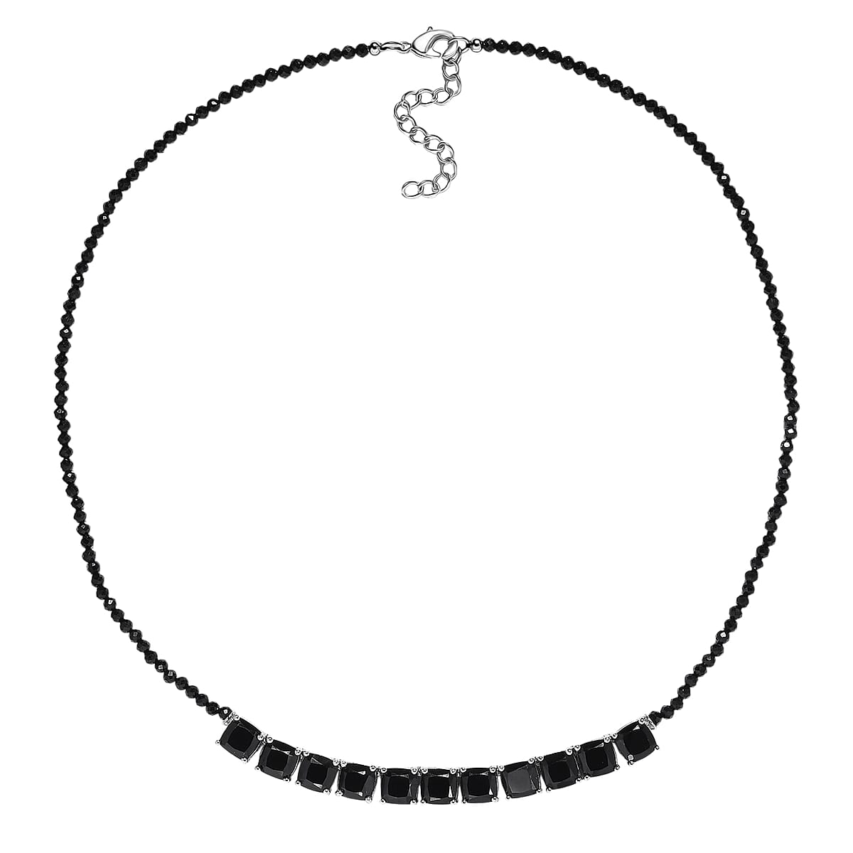 EverTrue Thai Black Spinel Royal Midnight Necklace (18-20 Inches) in Platinum Bond 50.00 ctw image number 3