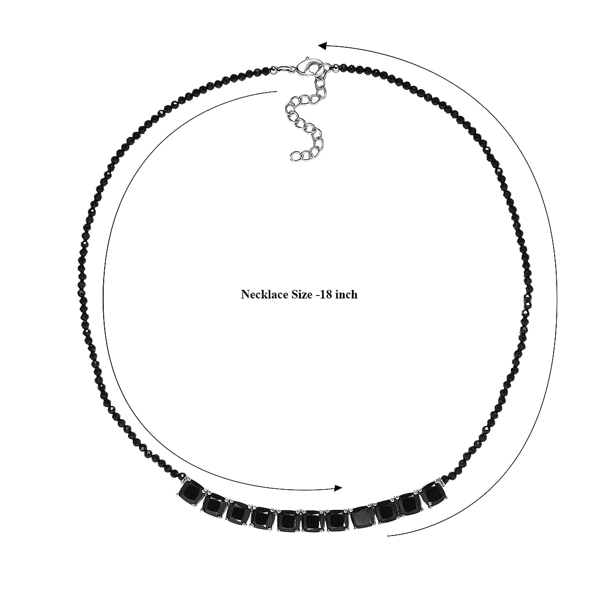 EverTrue Thai Black Spinel Royal Midnight Necklace (18-20 Inches) in Platinum Bond 50.00 ctw image number 5