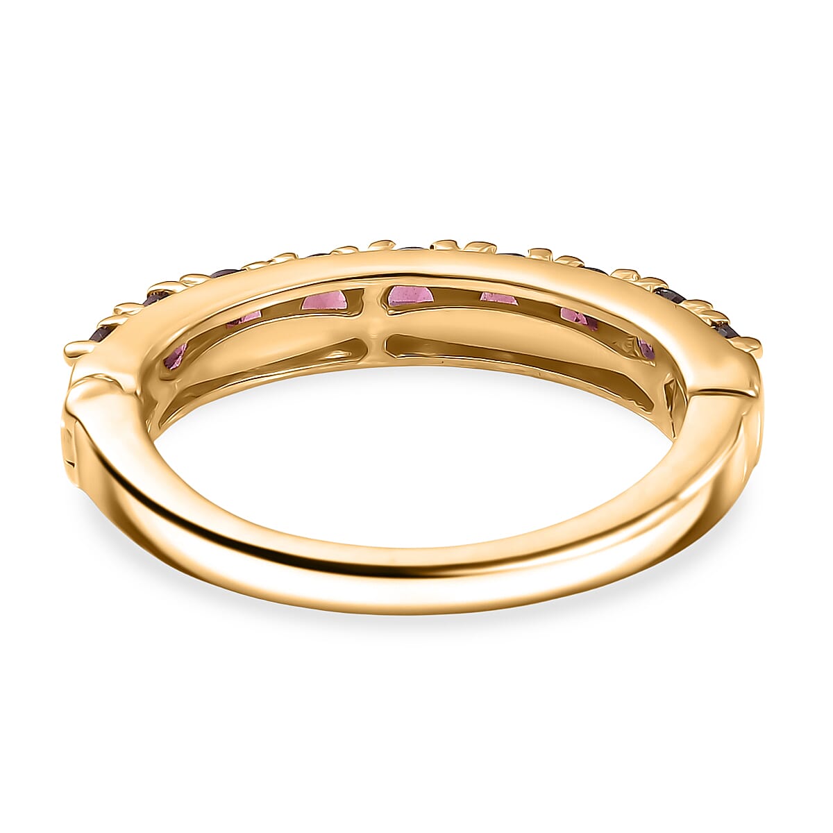 EverTrue Premium Orissa Rhodolite Garnet 1.50 ctw Band Ring in 18K YG Plated (Size 5.0) image number 4