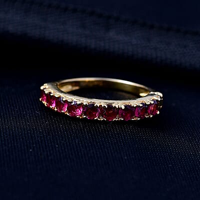 EverTrue Premium Orissa Rhodolite Garnet 1.50 ctw Band Ring in 18K YG Plated (Size 7.0)