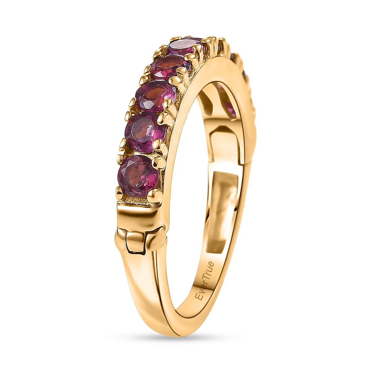 EverTrue Premium Orissa Rhodolite Garnet 1.50 ctw Band Ring in 18K YG Plated (Size 7.0)