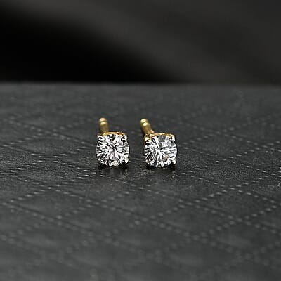 Luxuriant Lab Grown Diamond G-H SI 0.25 ctw Solitaire Stud Earrings in 18K Vermeil YG Over Sterling Silver