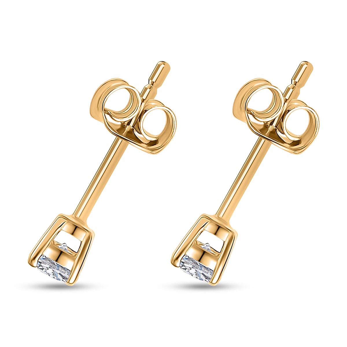 Luxuriant Lab Grown Diamond G-H SI 0.25 ctw Solitaire Stud Earrings in 18K Vermeil YG Over Sterling Silver