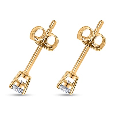 Luxuriant Lab Grown Diamond G-H SI 0.25 ctw Solitaire Stud Earrings in 18K Vermeil YG Over Sterling Silver