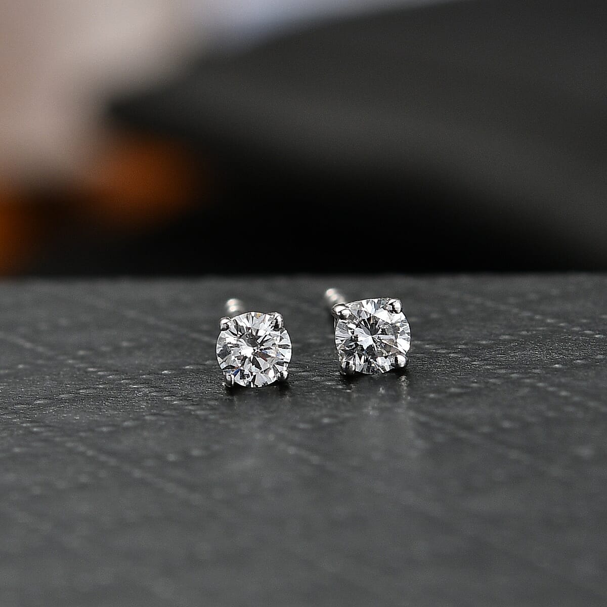 Luxuriant Lab Grown Diamond G-H SI 0.25 ctw Solitaire Stud Earrings in Rhodium Over Sterling Silver image number 1