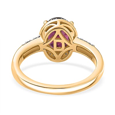 D'Joy Premium Orissa Rhodolite Garnet and Moissanite 2.75 ctw Dusk Glow Ring in 18K Vermeil Yellow Gold Over Sterling Silver (Size 10.0)