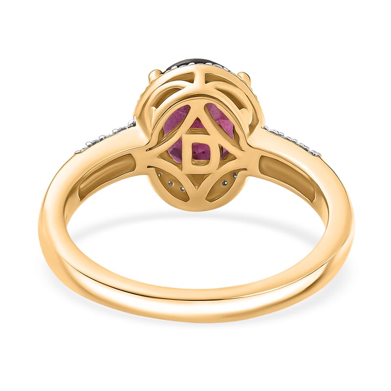 D'Joy Premium Orissa Rhodolite Garnet and Moissanite 2.75 ctw Dusk Glow Ring in 18K Vermeil Yellow Gold Over Sterling Silver (Size 10.0)