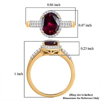 D'Joy Premium Orissa Rhodolite Garnet and Moissanite 2.75 ctw Dusk Glow Ring in 18K Vermeil Yellow Gold Over Sterling Silver (Size 10.0)
