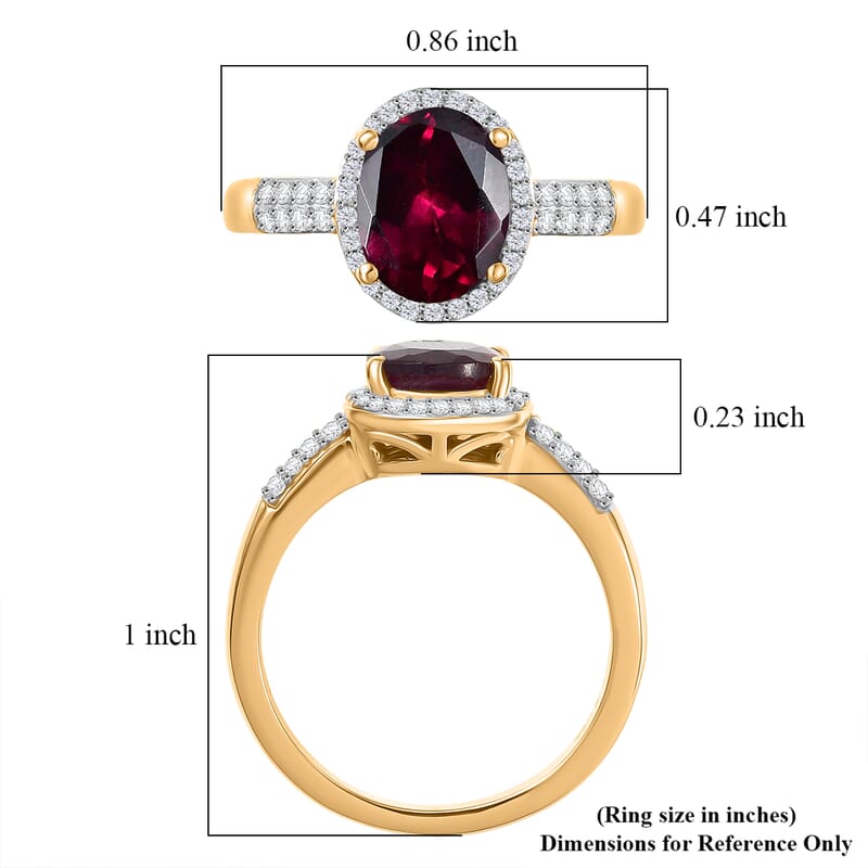 D'Joy Premium Orissa Rhodolite Garnet and Moissanite 2.75 ctw Dusk Glow Ring in 18K Vermeil Yellow Gold Over Sterling Silver (Size 10.0)