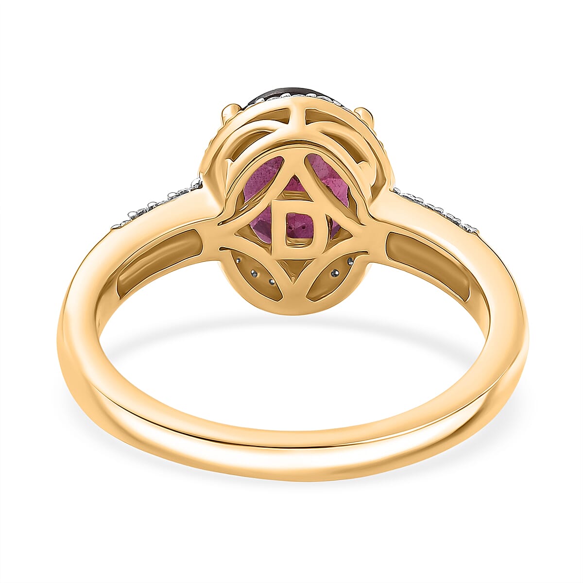 D'Joy Premium Orissa Rhodolite Garnet and Moissanite 2.75 ctw Dusk Glow Ring in 18K Vermeil Yellow Gold Over Sterling Silver (Size 8.0)