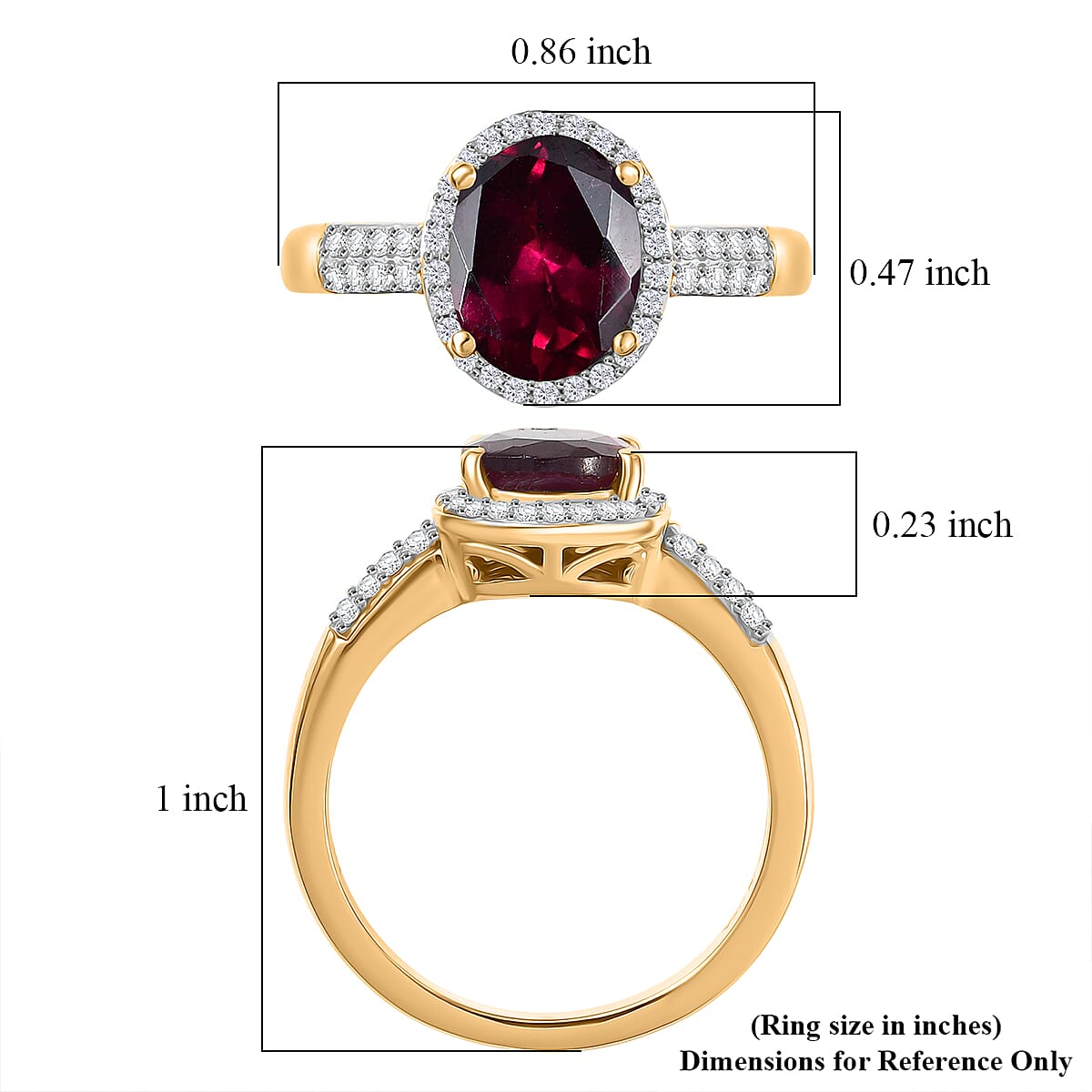 D'Joy Premium Orissa Rhodolite Garnet and Moissanite 2.75 ctw Dusk Glow Ring in 18K Vermeil Yellow Gold Over Sterling Silver (Size 8.0)