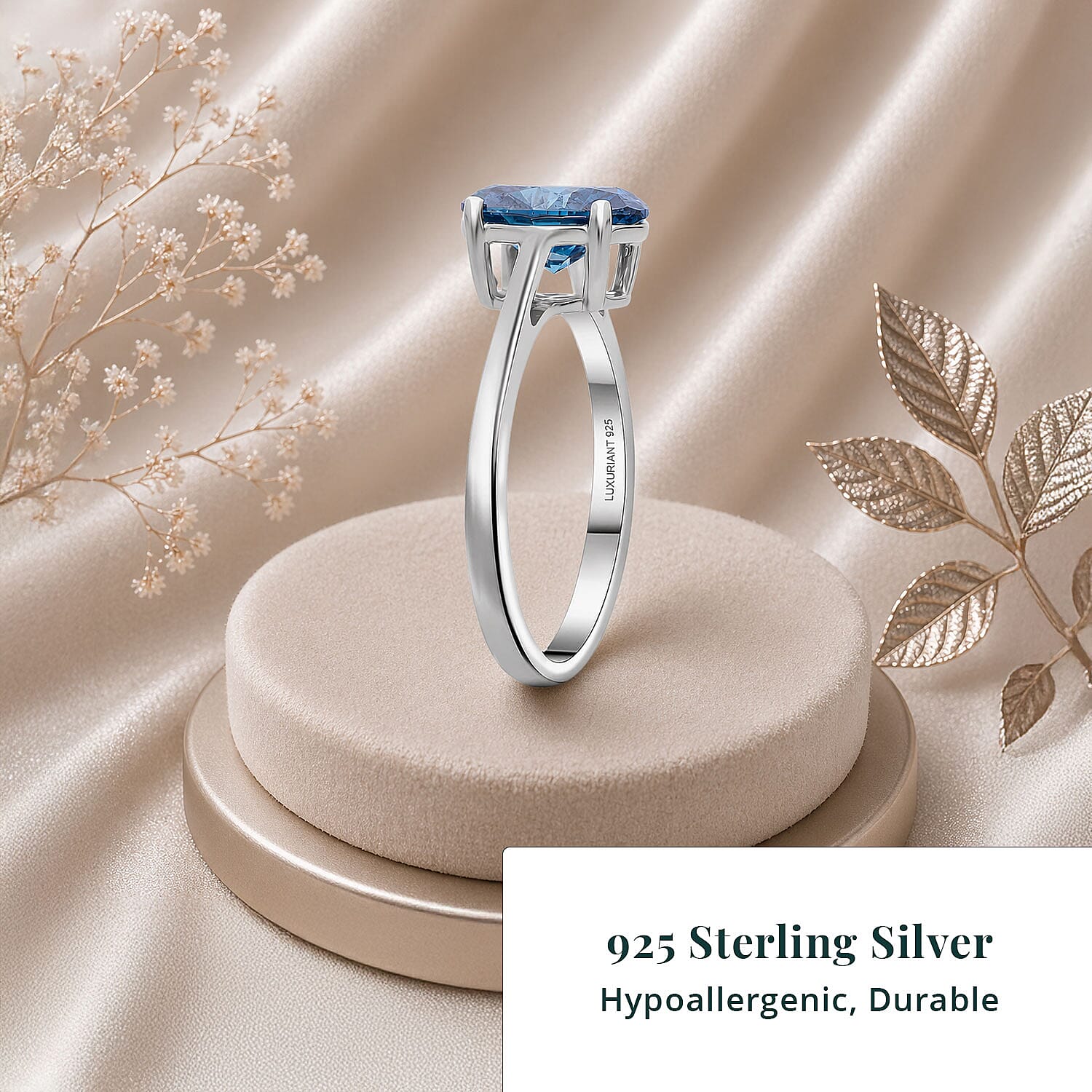 Luxuriant Lab Grown Blue Diamond (VS) (IR) 2.00 ctw Solitaire Ring in Rhodium Over Sterling Silver (Size 6.0)