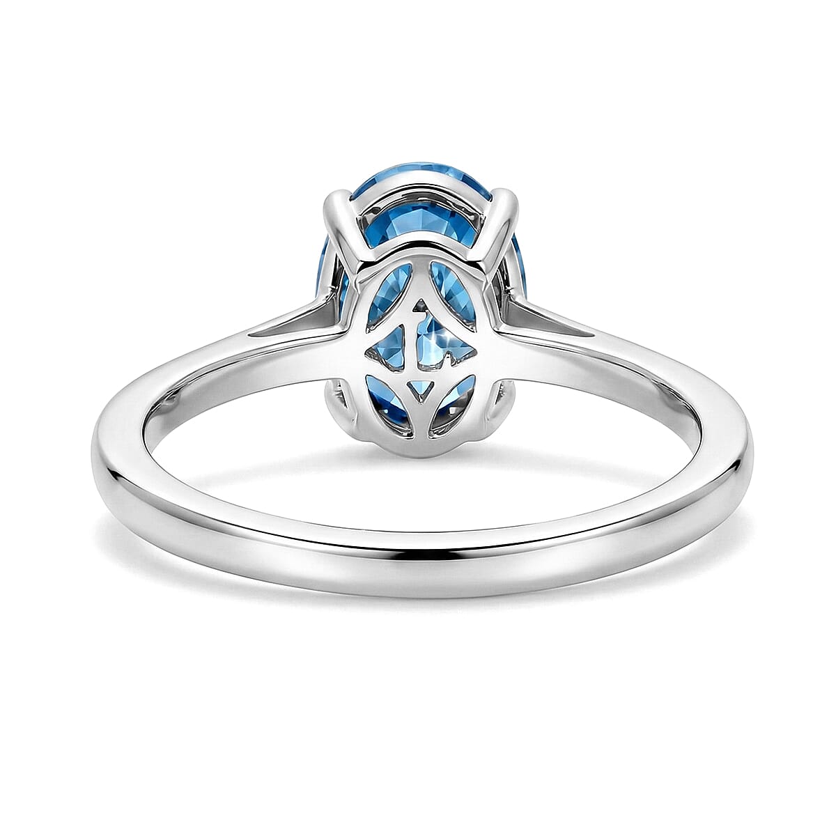 Luxuriant Lab Grown Blue Diamond (VS) (IR) 2.00 ctw Solitaire Ring in Rhodium Over Sterling Silver (Size 6.0) image number 4