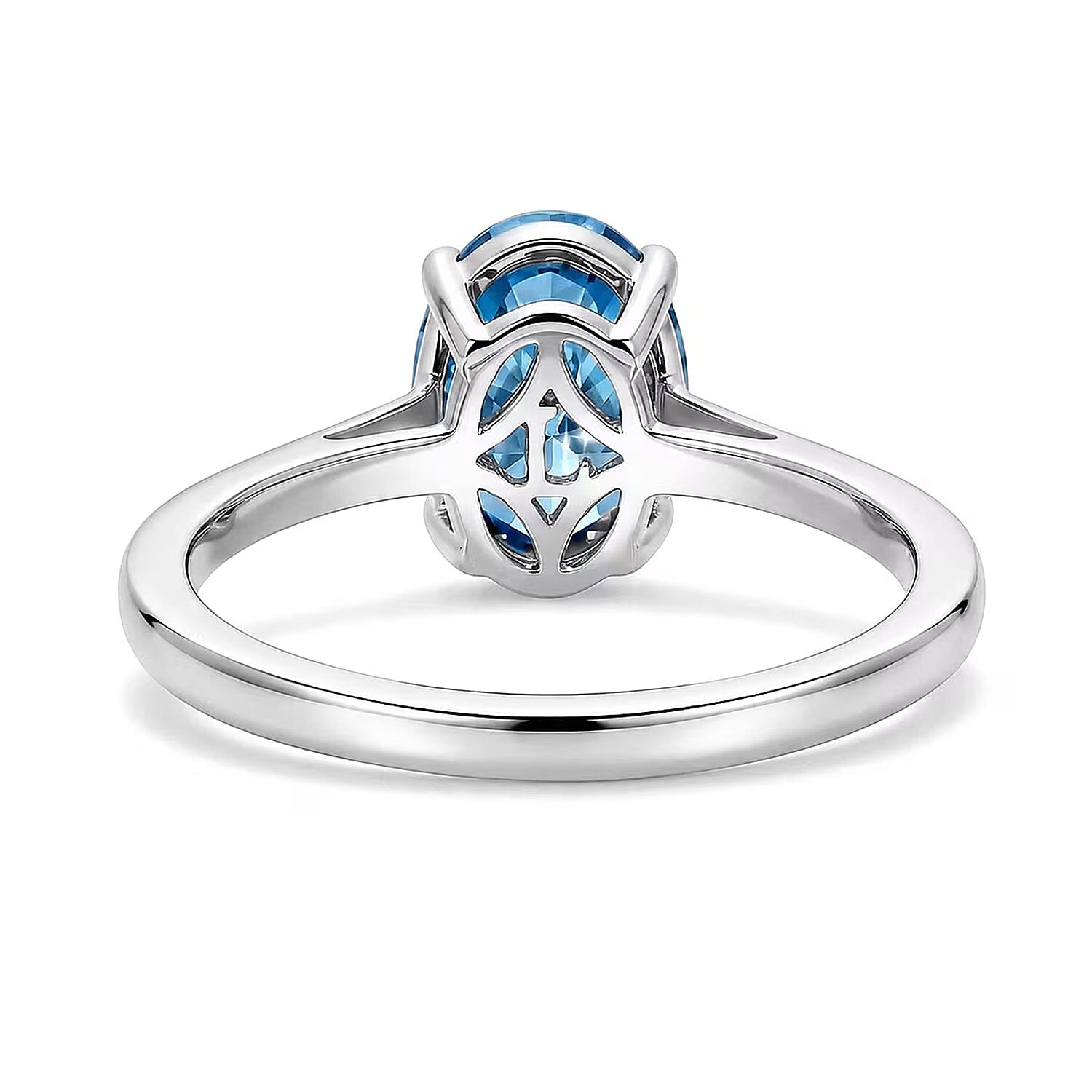 Luxuriant Lab Grown Blue Diamond (VS) (IR) 2.00 ctw Solitaire Ring in Rhodium Over Sterling Silver (Size 6.0)
