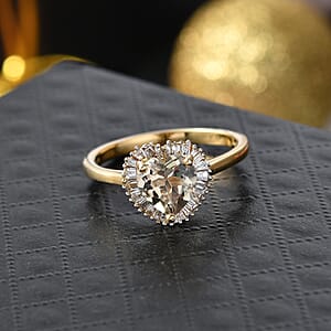 AAA Turkizite and Luxuriant Lab Grown Diamond G-H SI 1.80 ctw Ring in 18K Vermeil Yellow Gold Over Sterling Silver (Size 7.0)