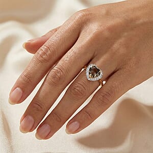 AAA Turkizite and Luxuriant Lab Grown Diamond G-H SI 1.80 ctw Ring in 18K Vermeil Yellow Gold Over Sterling Silver (Size 7.0)