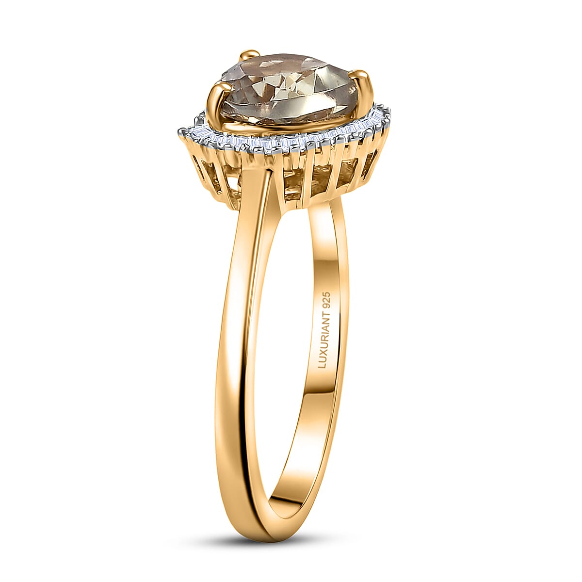 AAA Turkizite and Luxuriant Lab Grown Diamond G-H SI 1.80 ctw Ring in 18K Vermeil Yellow Gold Over Sterling Silver (Size 7.0) image number 3