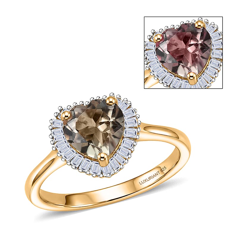 AAA Turkizite and Luxuriant Lab Grown Diamond G-H SI 1.80 ctw Ring in 18K Vermeil Yellow Gold Over Sterling Silver (Size 9.0)