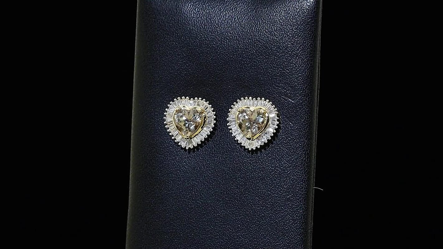AAA Turkizite and Luxuriant Lab Grown Diamond G-H SI 2.20 ctw Earrings in 18K Vermeil Yellow Gold Over Sterling Silver