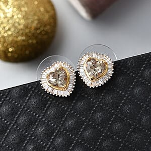 AAA Turkizite and Luxuriant Lab Grown Diamond G-H SI 2.20 ctw Earrings in 18K Vermeil Yellow Gold Over Sterling Silver