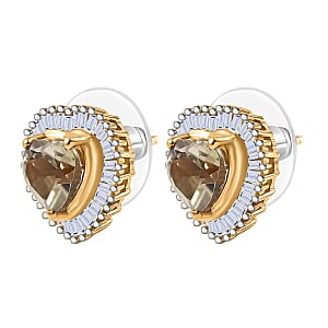 AAA Turkizite and Luxuriant Lab Grown Diamond G-H SI 2.20 ctw Earrings in 18K Vermeil Yellow Gold Over Sterling Silver