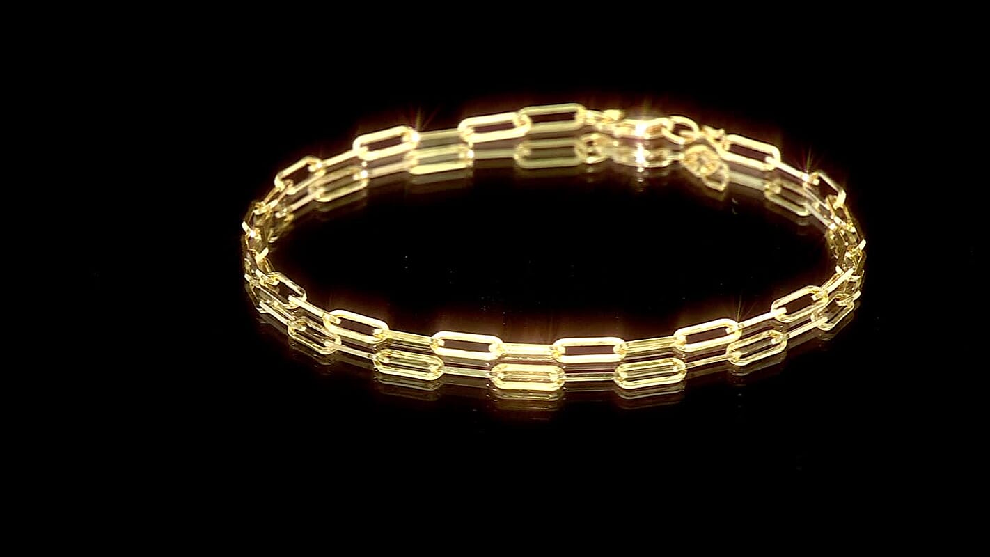 2.5mm Paperclip Chain Bracelet in 10K Yellow Gold (7.50 In) 0.9 Grams