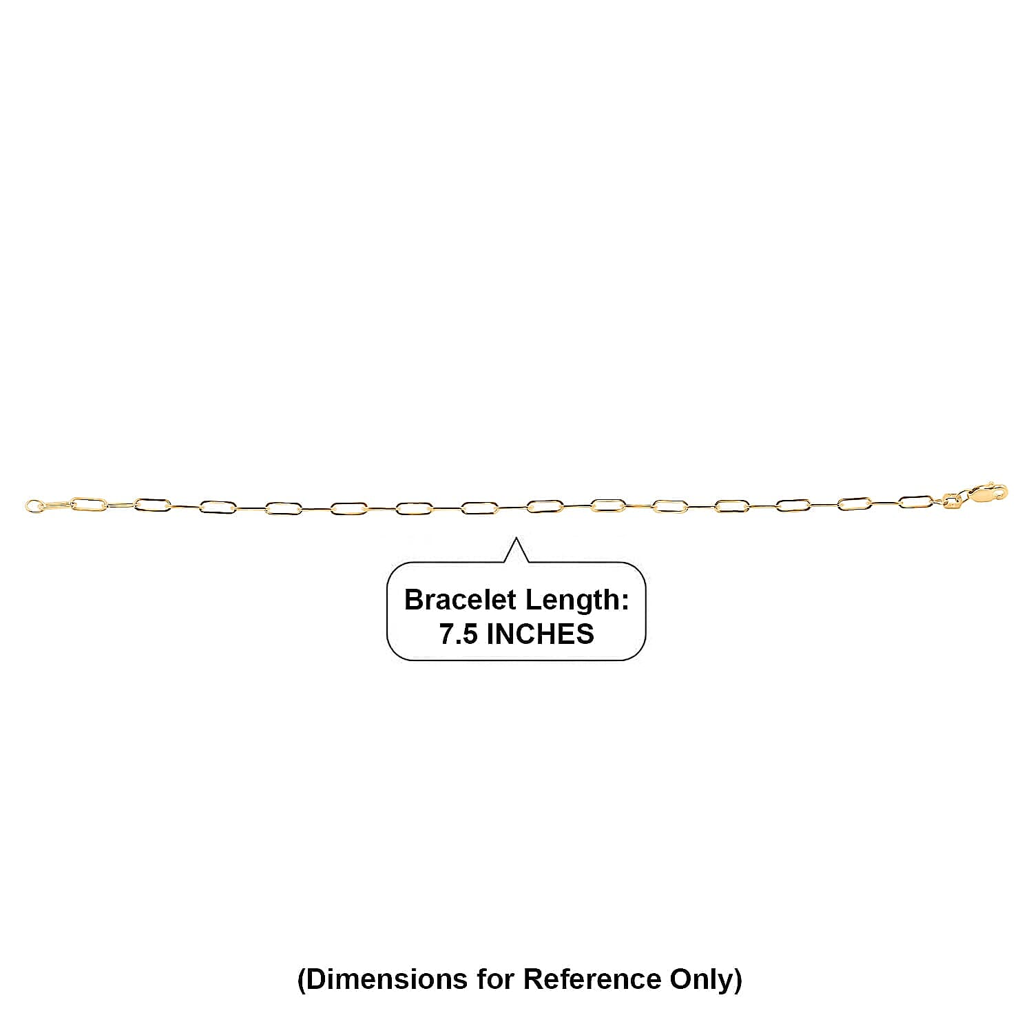 2.5mm Paperclip Chain Bracelet in 10K Yellow Gold (7.50 In) 0.9 Grams