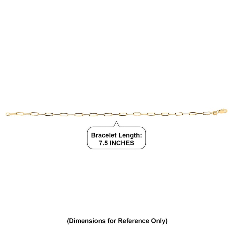 2.5mm Paperclip Chain Bracelet in 10K Yellow Gold (7.50 In) 0.9 Grams
