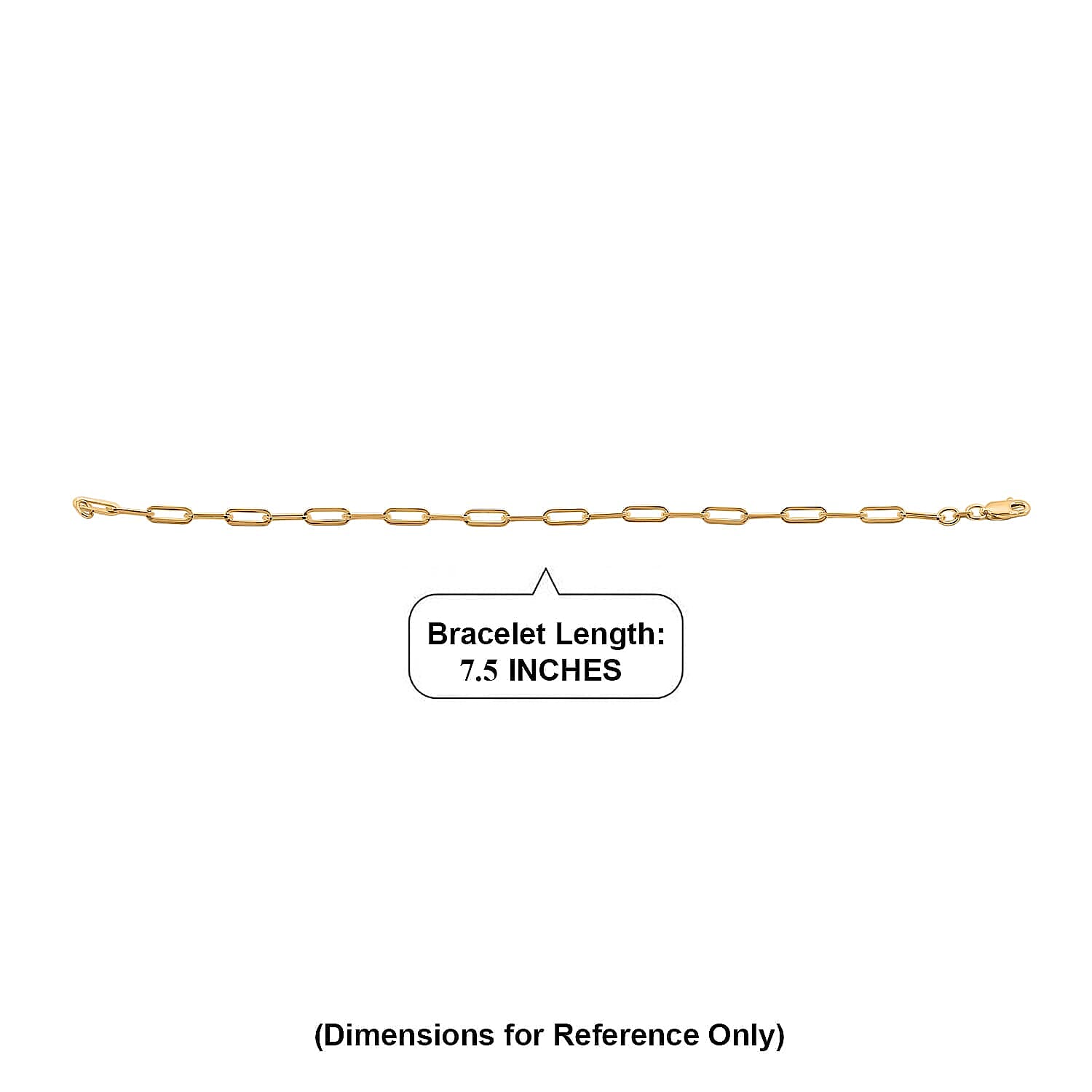 3mm Paperclip Chain Bracelet in 10K Yellow Gold (7.50 In) 1.5 Grams
