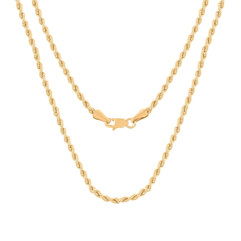 2.1mm Rope Chain Necklace in 10K Yellow Gold 2.9 Grams 22 Inches