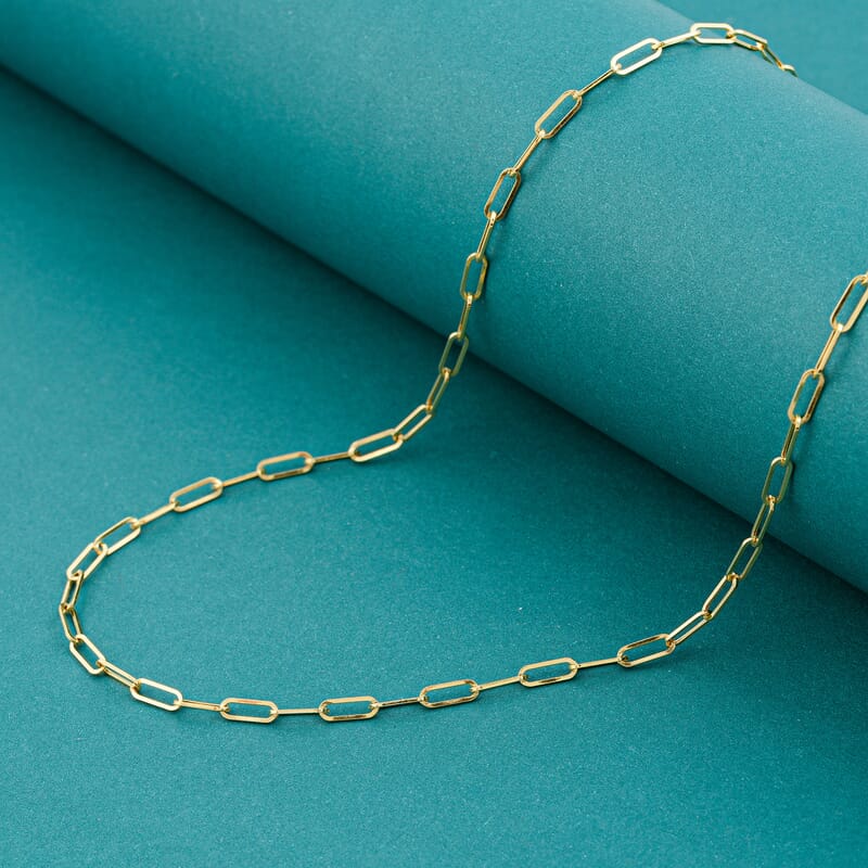 2.5mm Paperclip Chain Necklace in 10K Yellow Gold 2.4 Grams 24 Inches