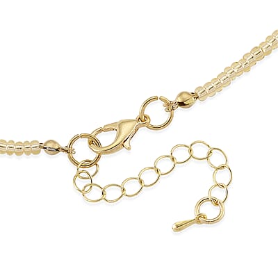 Resin, Multi Color Glass Necklace with Dry Flowers Filled Heart Charms in Goldtone (20-22Inches)