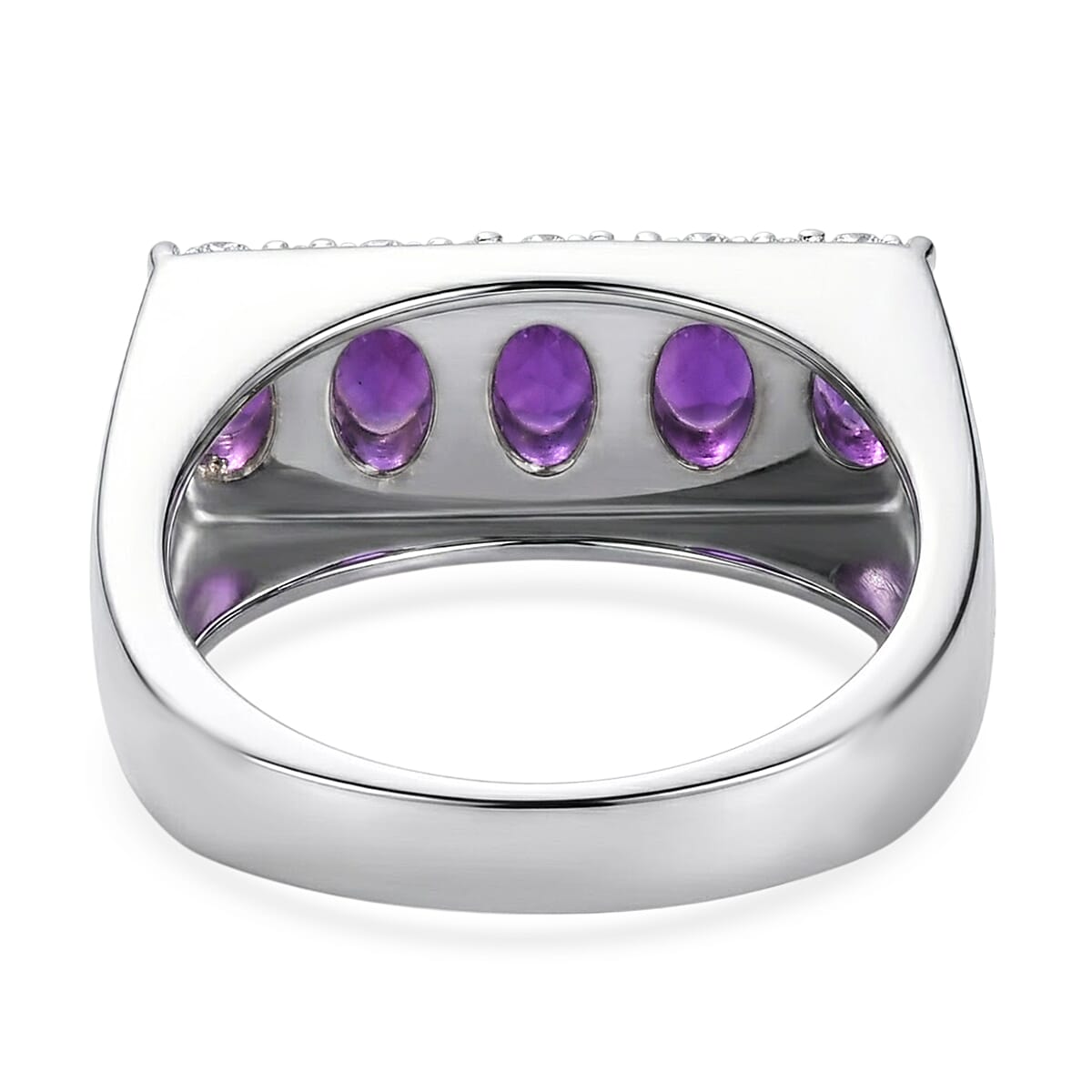 EverTrue African Amethyst 2.15 ctw Men's Ring in Stainless Steel (Size 10.0)