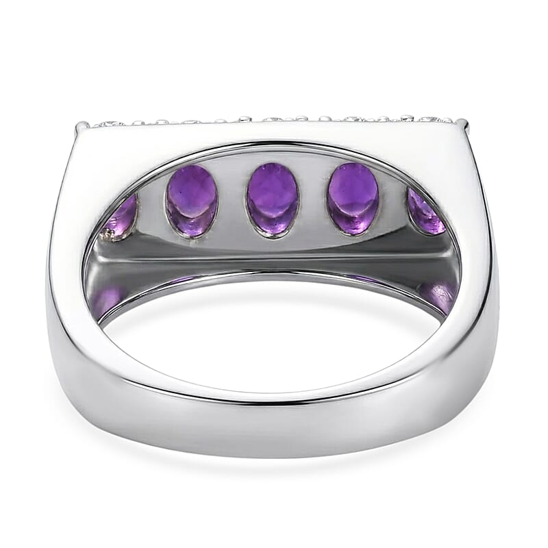 EverTrue African Amethyst 2.15 ctw Men's Ring in Stainless Steel (Size 11.0)