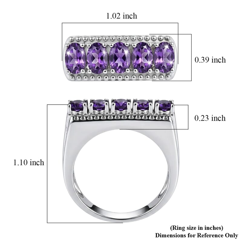EverTrue African Amethyst 2.15 ctw Men's Ring in Stainless Steel (Size 12.0)