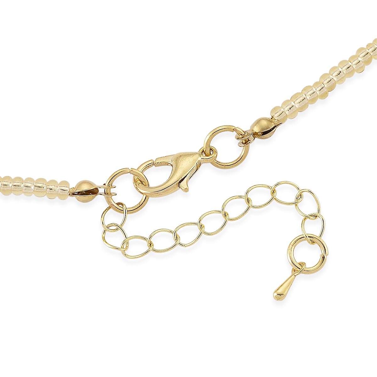 Resin, Multi Color Glass Necklace with Dry Flowers Filled Round Charms in Goldtone (20-22Inches) image number 4