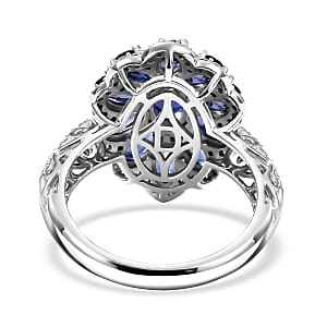D'Joy Premium Catalina Iolite and Moissanite 3.20 ctw Ring in Rhodium Over Sterling Silver (Size 7.0)