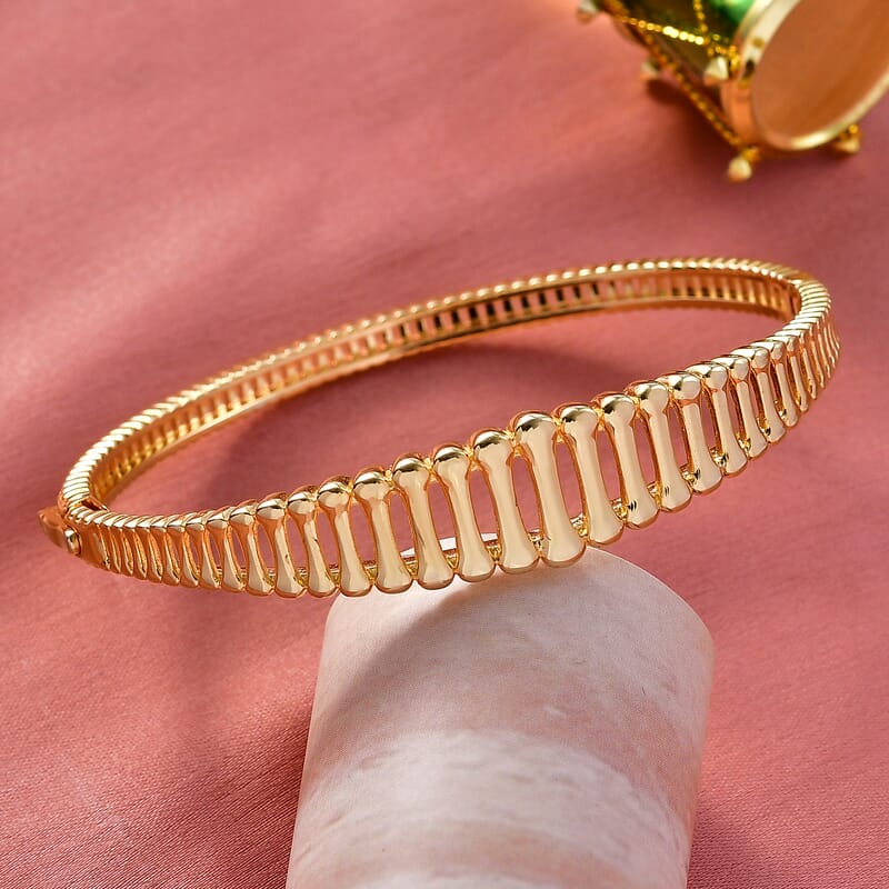 EverTrue Bronzella Collection Sculpted Ribbed Bangle Bracelet in 18K YG Plated Bronze (6.50 In)