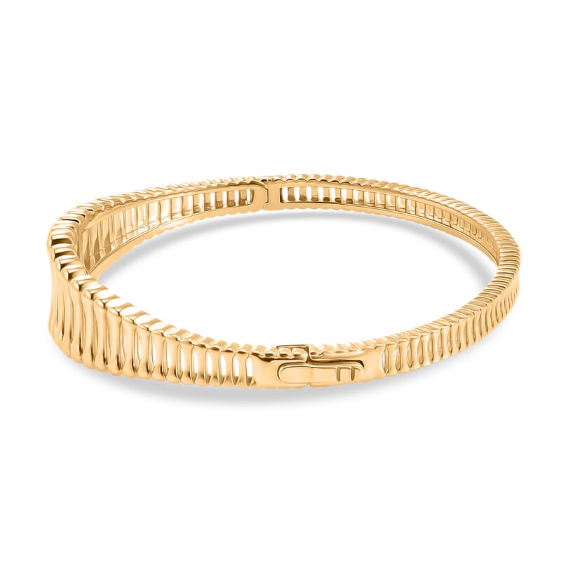 EverTrue Bronzella Collection Sculpted Ribbed Bangle Bracelet in 18K YG Plated Bronze (6.50 In)