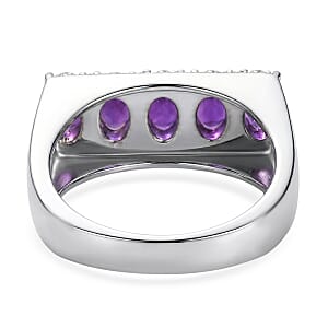 EverTrue African Amethyst 2.15 ctw Men's Ring in Stainless Steel (Size 13.0)
