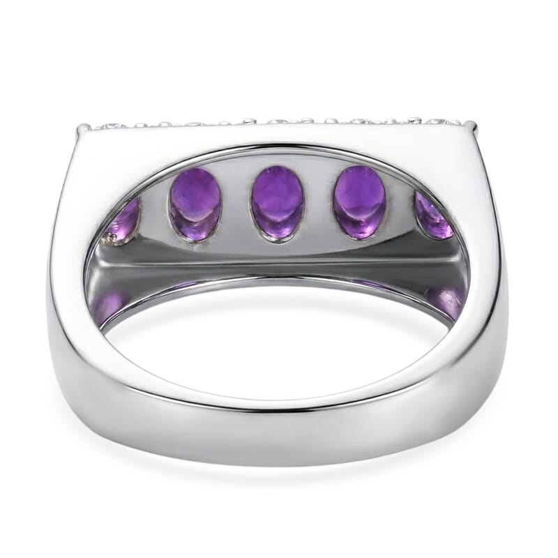 EverTrue African Amethyst 2.15 ctw Men's Ring in Stainless Steel (Size 14.0)