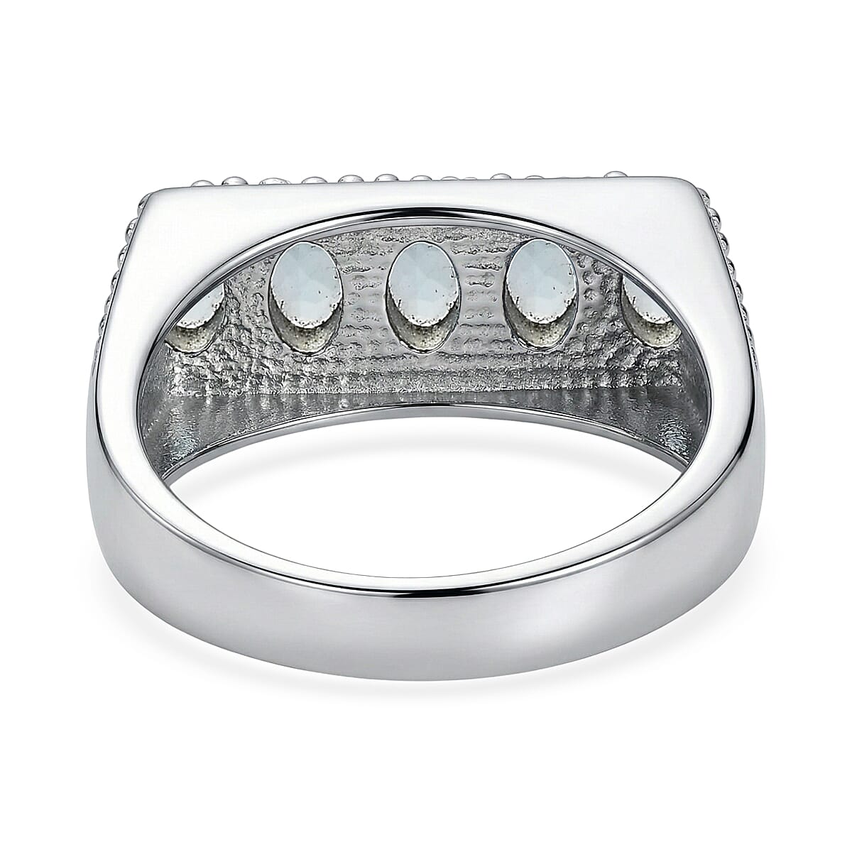 EverTrue Sky Blue Topaz 2.90 ctw Men's Ring in Stainless Steel (Size 11.0) image number 4