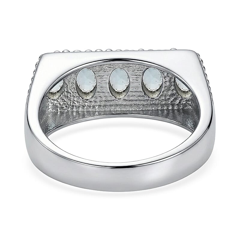 EverTrue Sky Blue Topaz 2.90 ctw Men's Ring in Stainless Steel (Size 11.0)