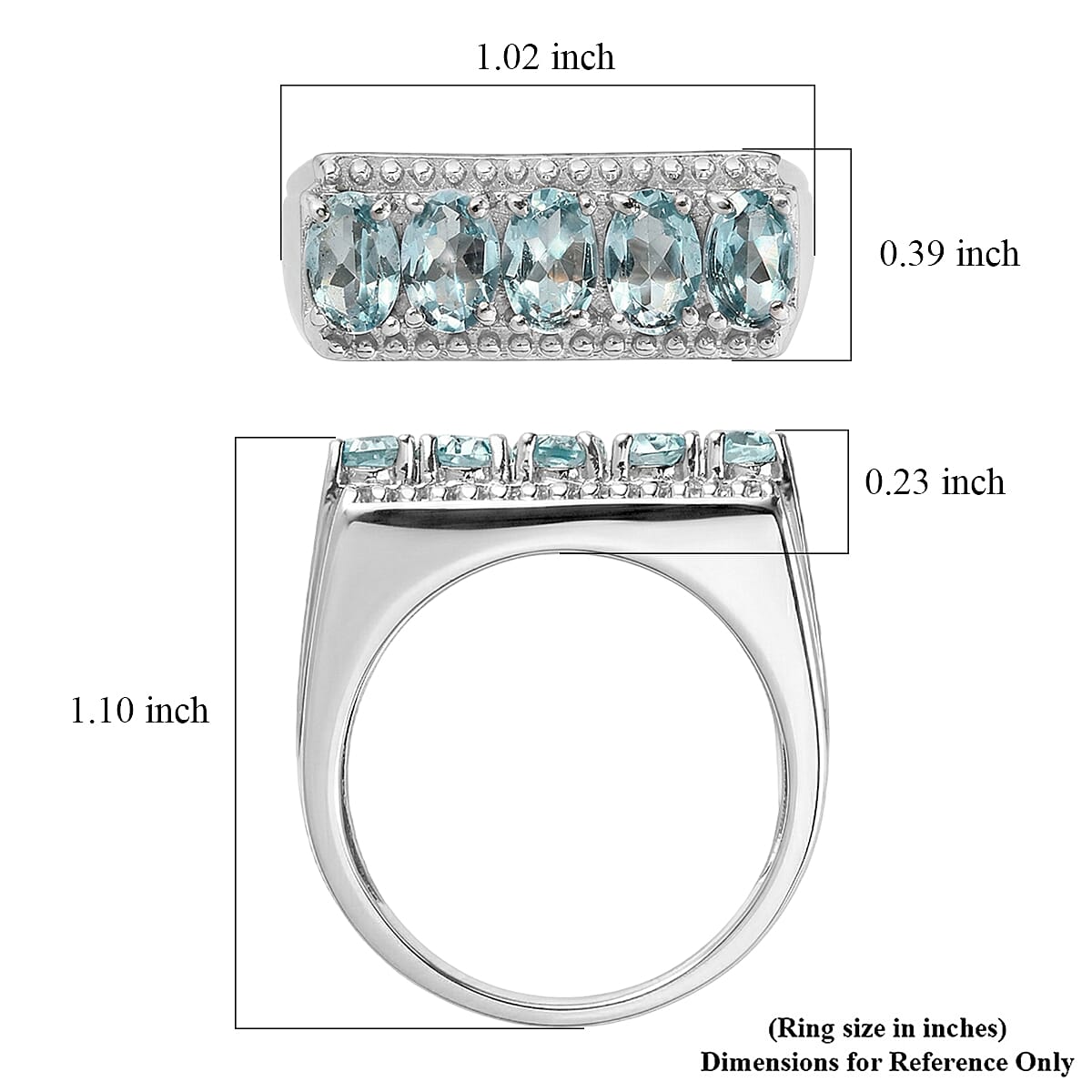 EverTrue Sky Blue Topaz 2.90 ctw Men's Ring in Stainless Steel (Size 11.0) image number 5