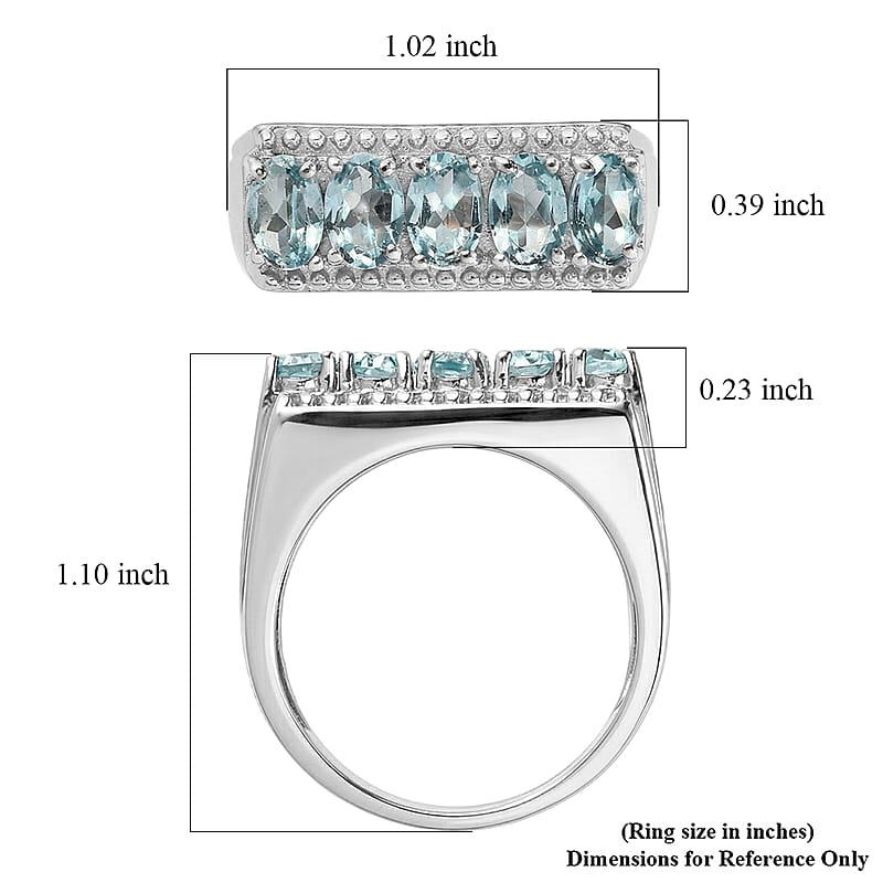 EverTrue Sky Blue Topaz 2.90 ctw Men's Ring in Stainless Steel (Size 11.0)